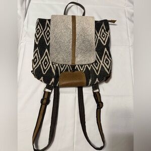 Myra Bag Gray and Tan Geometric Backpack